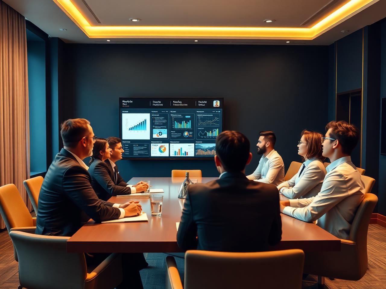 Reunión ejecutiva con dashboards